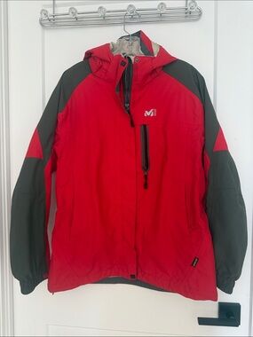 Millet Red and Dark Gray Outdoor Utility Jacket with Hood